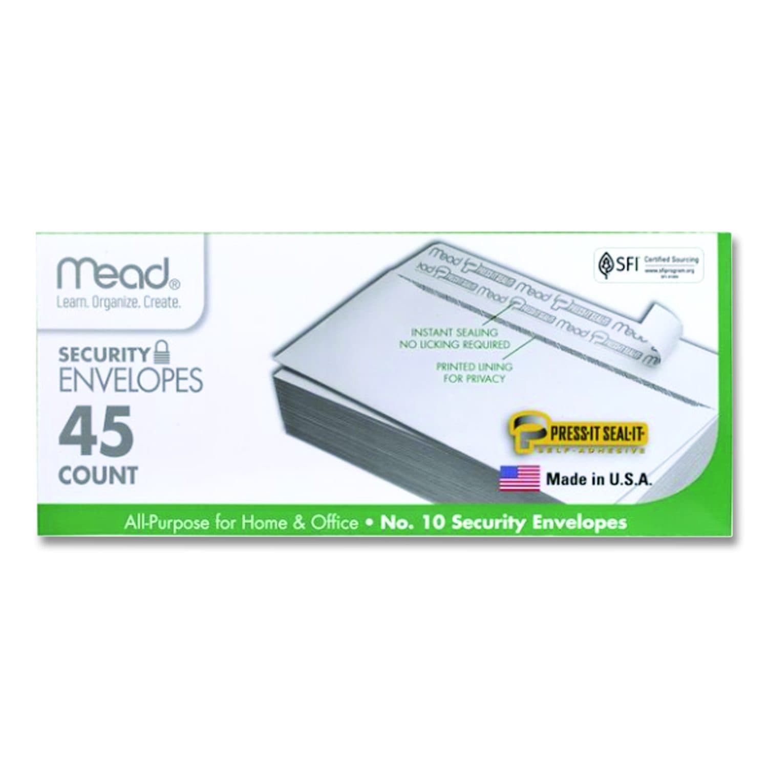 Press-it Seal-it Self-Adhesive Security Envelope, #10, Monarch Flap, Self-Adhesive Closure, 4.25 x 9.13, White, 45/Box