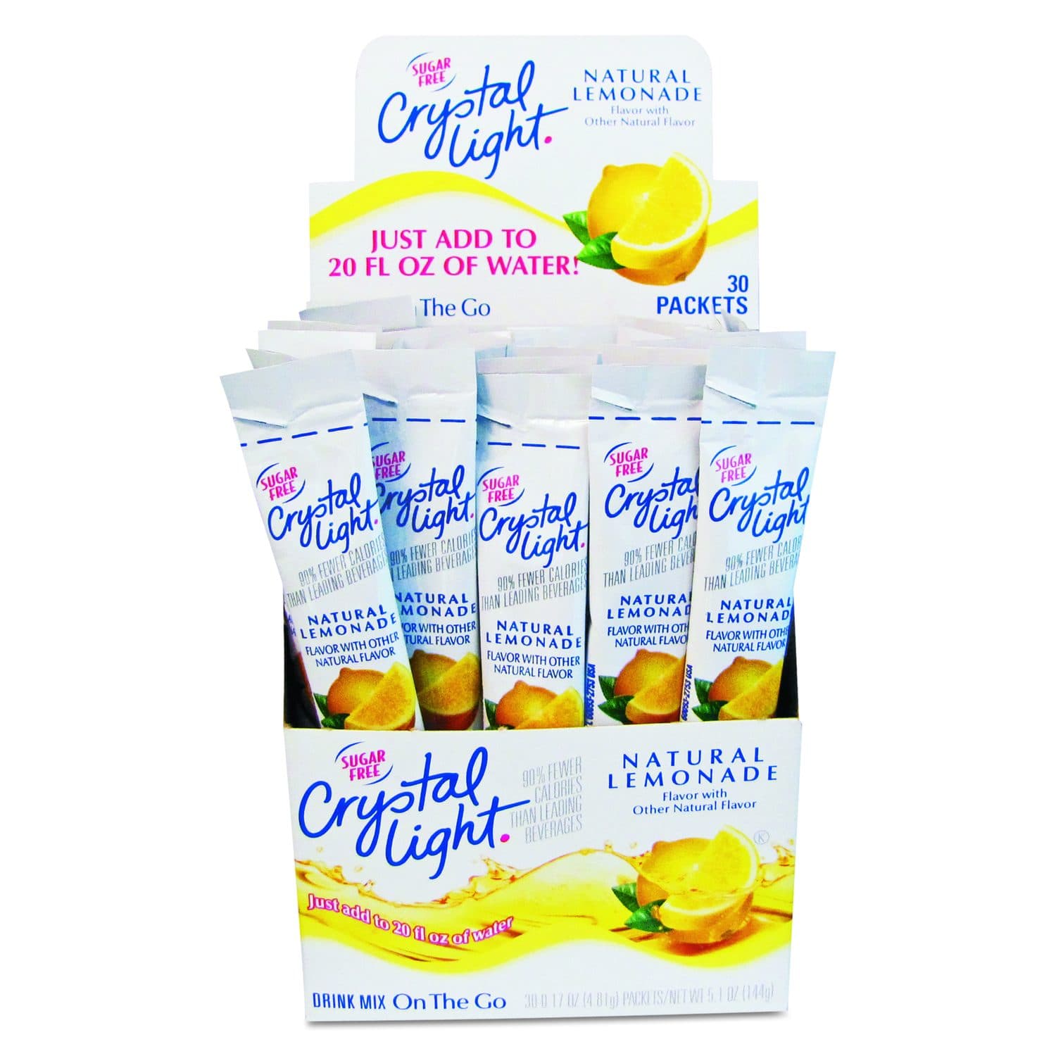 Flavored Drink Mix, Lemonade, 0.17 oz Packet, Yields 20 oz per Packet, 30/Box