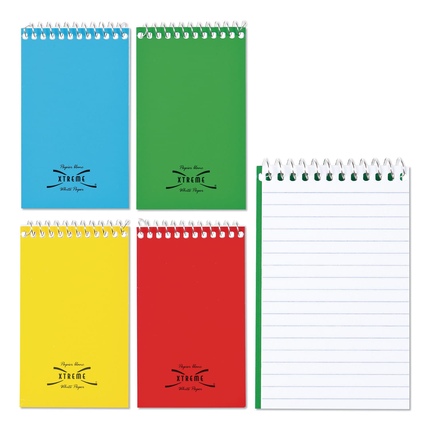 Paper Blanc Xtreme White Wirebound Memo Pads, Randomly Assorted Cover Colors, Narrow Rule, (60) White 3 x 5 Sheets