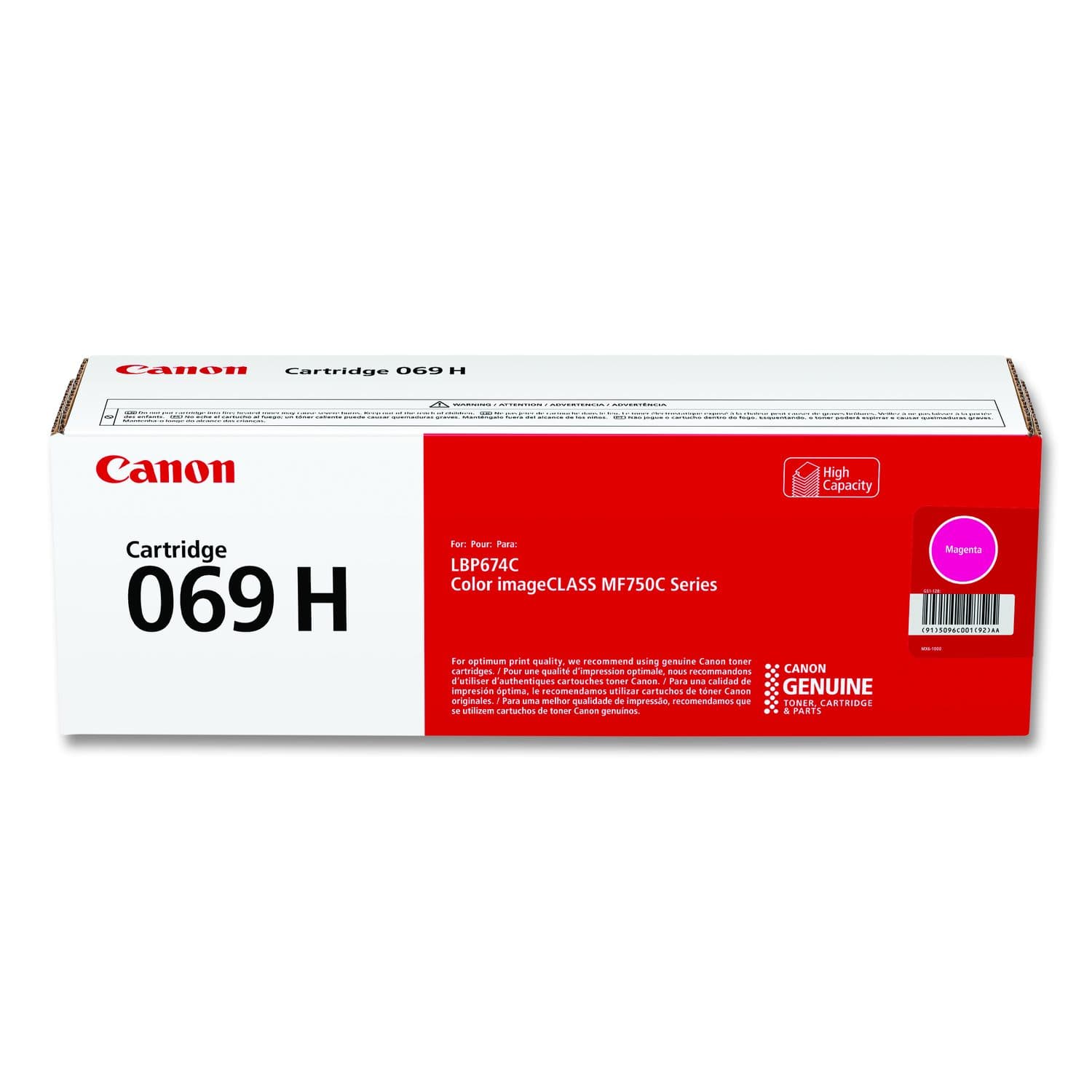 Canon 069H High-Yield Toner, 5,500 Page-Yield, Magenta (5096C001)