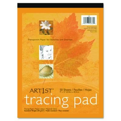 Art1st Parchment Tracing Paper, 16 lb, 9 x 12, White, 50/Pack