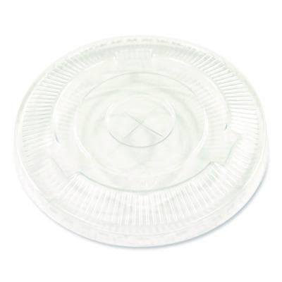 PET Cold Cup Straw-Slot Lids, Fits 9 oz to 10 oz Cold Cups, Plastic, Clear, 100/Pack