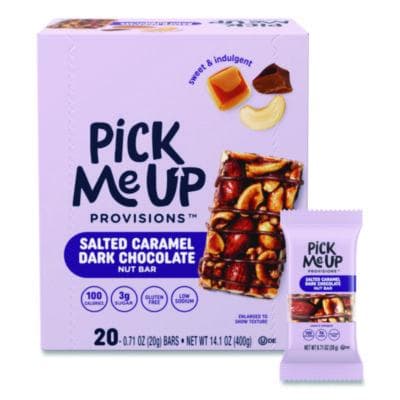Nut Bars, Salted Caramel Dark Chocolate, 0.7 oz Bar, 20/Box