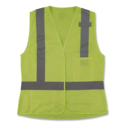 GloWear 8210HLW-S Class 2 Women's Hi-Vis Vest with Hook-and-Loop, Polyester, Small, Lime