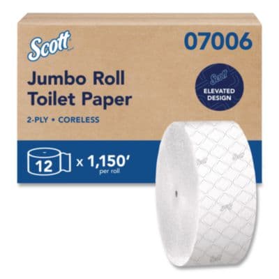 Essential Coreless JRT, Septic Safe, 2-Ply, 3.75" x 1,150 ft, White, 12 Rolls/Carton
