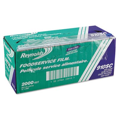 PVC Food Wrap Film Roll in Easy Glide Cutter Box, 12" x 2,000 ft