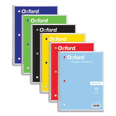 Coil-Lock Wirebound Notebook, 3-Hole Punch, Medium/College Rule, Randomly Assorted Cover Color, (70) 10.5 x 8 Sheets