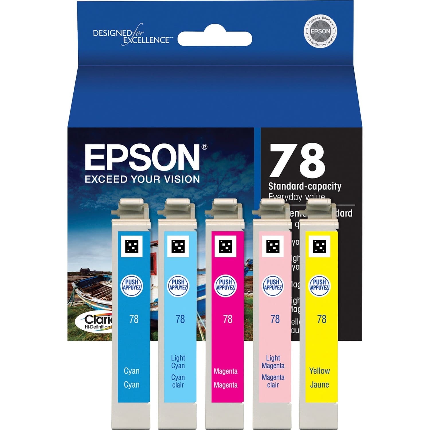 Epson Claria Original Inkjet Ink Cartridge - Cyan, Magenta, Yellow, Photo Cyan, Photo Magenta - 5 / Pack (T078920-S)