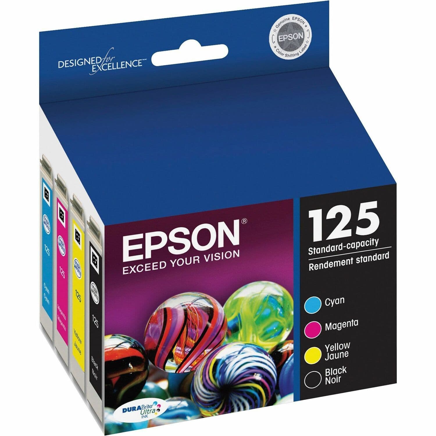 Epson DURABrite 125 Original Inkjet Ink Cartridge - Black, Cyan, Magenta, Yellow - 4 / Pack (T125120-BCS)