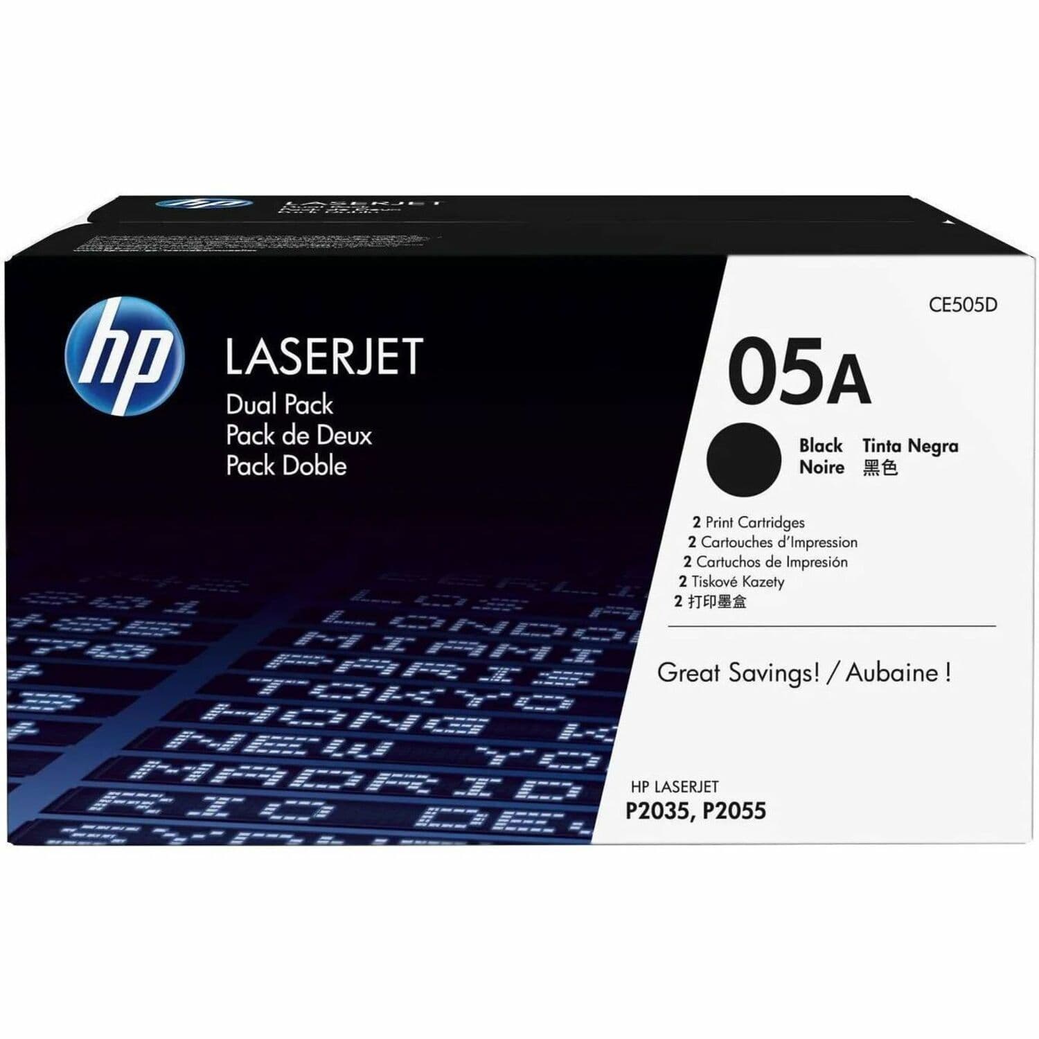 HP 05A Original Laser Toner Cartridge - Dual Pack - Black (CE505D)